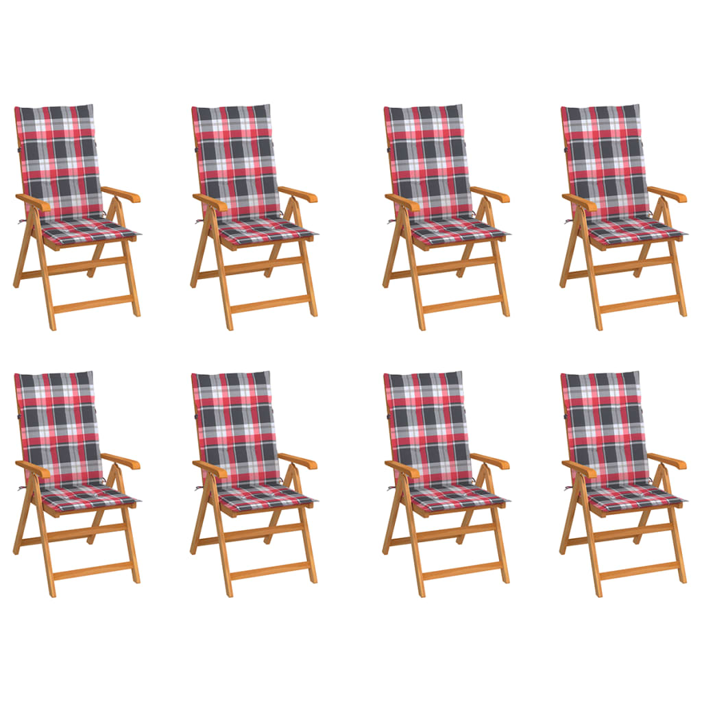 Tuinstoelen 8 st verstelbaar met kussens massief teakhout is nu te koop bij PeponiXL, paradijselijk wonen!
