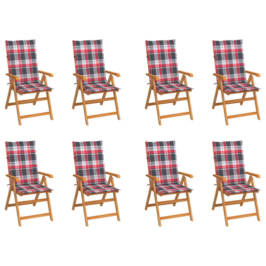 Tuinstoelen 8 st verstelbaar met kussens massief teakhout is nu te koop bij PeponiXL, paradijselijk wonen!