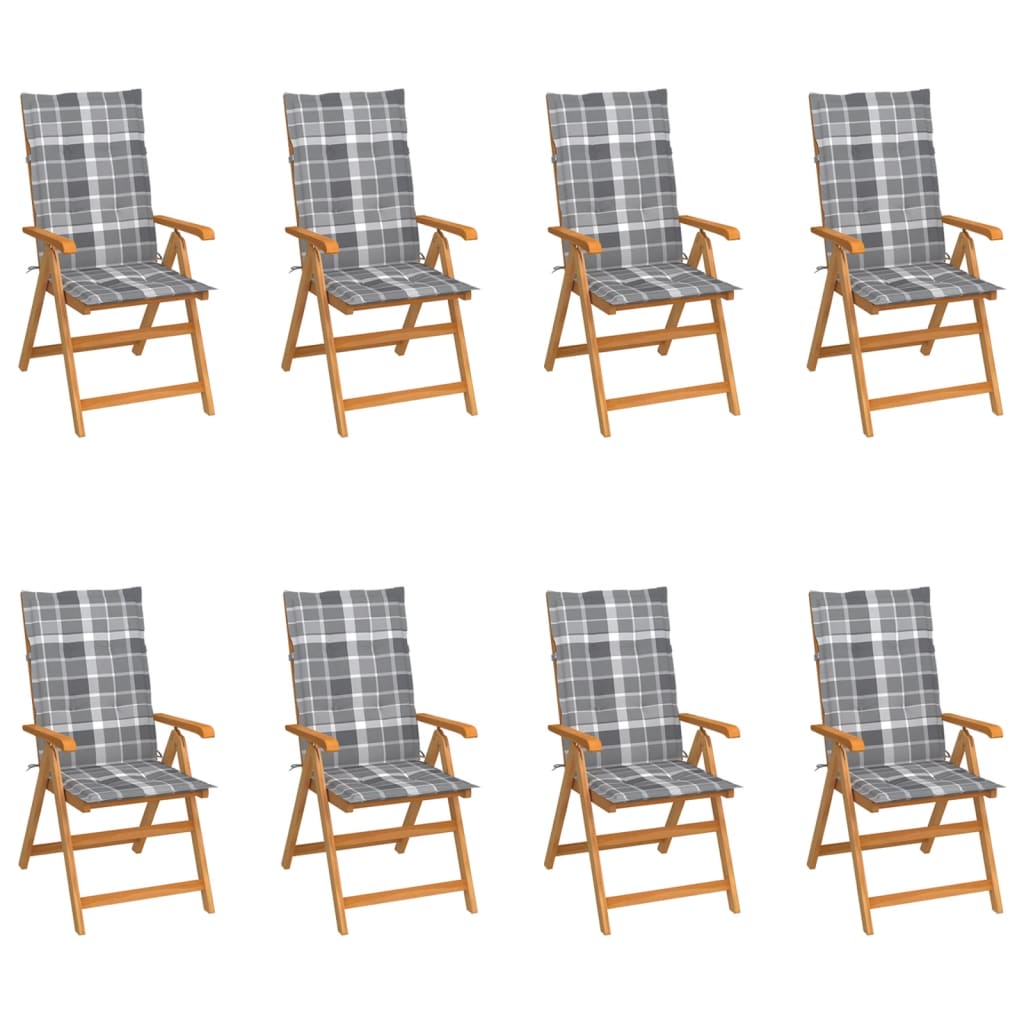 Tuinstoelen 8 st verstelbaar met kussens massief teakhout is nu te koop bij PeponiXL, paradijselijk wonen!