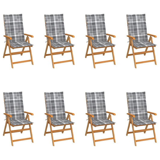 Tuinstoelen 8 st verstelbaar met kussens massief teakhout is nu te koop bij PeponiXL, paradijselijk wonen!