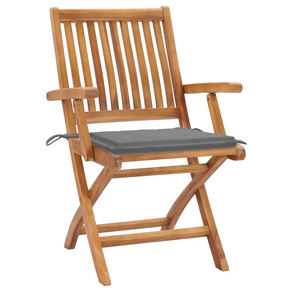 Tuinstoelen 4 st inklapbaar met kussens massief teakhout is nu te koop bij PeponiXL, paradijselijk wonen!