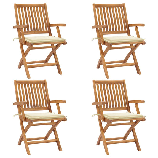 Tuinstoelen 4 st inklapbaar met kussens massief teakhout is nu te koop bij PeponiXL, paradijselijk wonen!