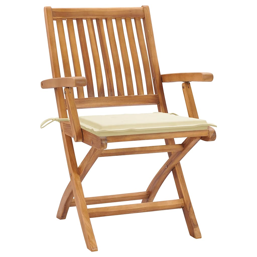 Tuinstoelen 4 st inklapbaar met kussens massief teakhout is nu te koop bij PeponiXL, paradijselijk wonen!