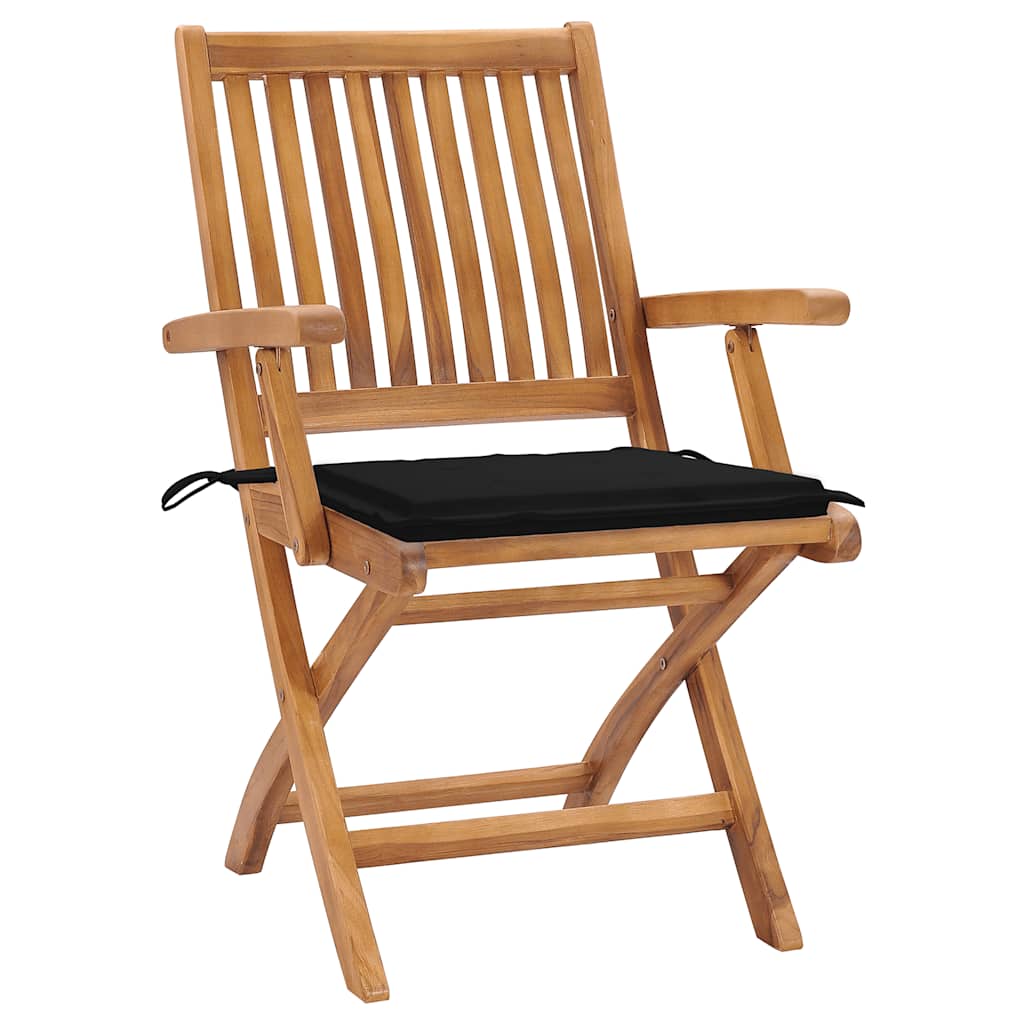 Tuinstoelen 4 st inklapbaar met kussens massief teakhout is nu te koop bij PeponiXL, paradijselijk wonen!