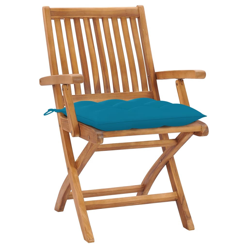 Tuinstoelen 4 st inklapbaar met kussens massief teakhout is nu te koop bij PeponiXL, paradijselijk wonen!
