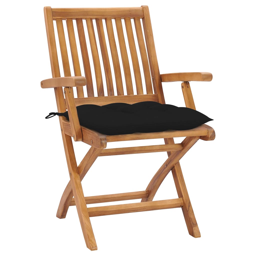 Tuinstoelen 4 st inklapbaar met kussens massief teakhout is nu te koop bij PeponiXL, paradijselijk wonen!