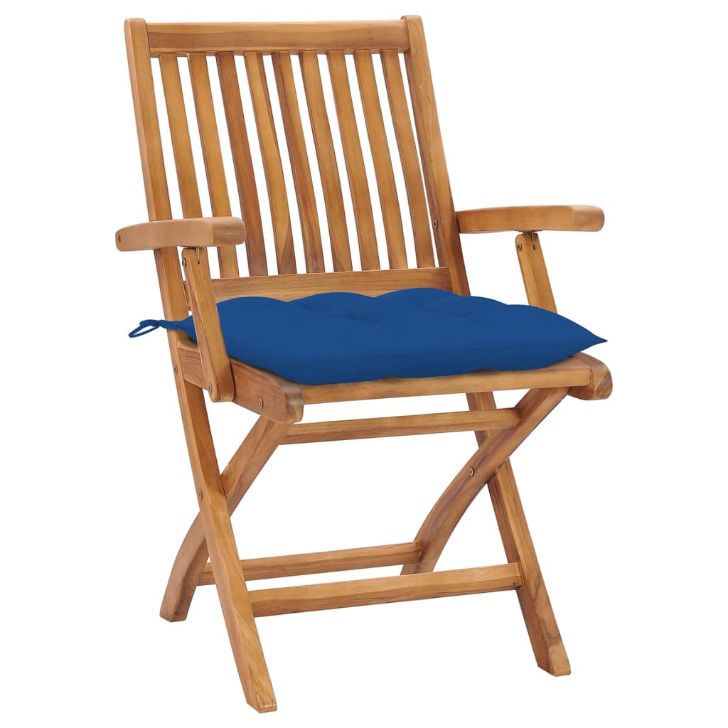 Tuinstoelen 4 st inklapbaar met kussens massief teakhout is nu te koop bij PeponiXL, paradijselijk wonen!
