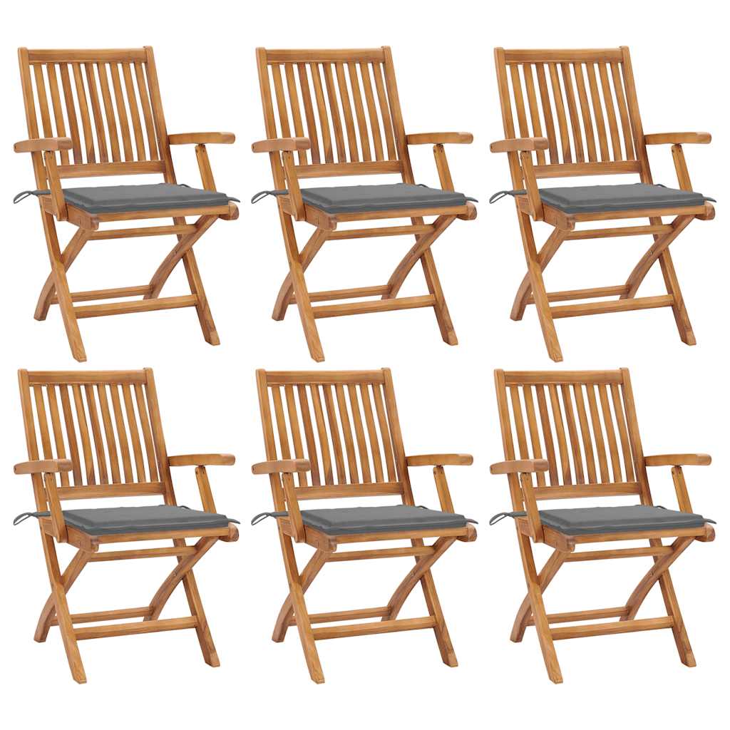Tuinstoelen 6 st inklapbaar met kussens massief teakhout is nu te koop bij PeponiXL, paradijselijk wonen!