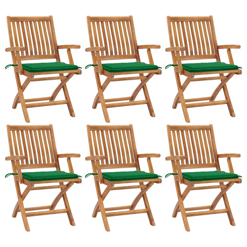 Tuinstoelen 6 st inklapbaar met kussens massief teakhout is nu te koop bij PeponiXL, paradijselijk wonen!