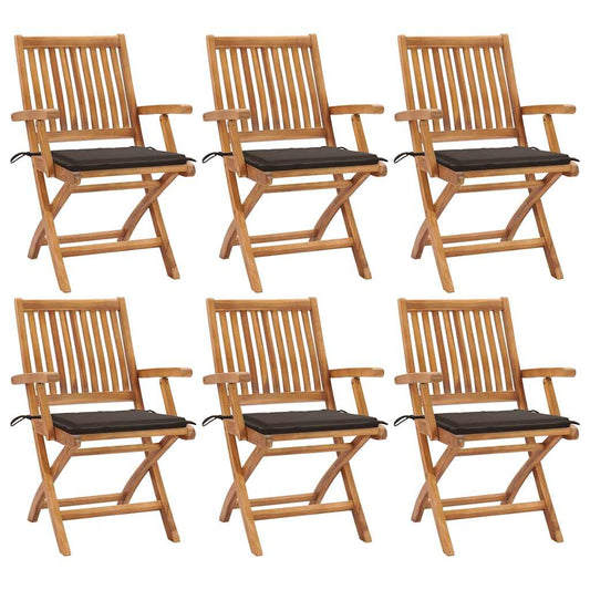 Tuinstoelen 6 st inklapbaar met kussens massief teakhout is nu te koop bij PeponiXL, paradijselijk wonen!