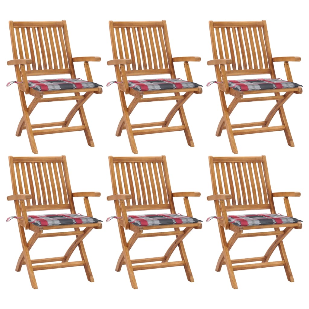 Tuinstoelen 6 st inklapbaar met kussens massief teakhout is nu te koop bij PeponiXL, paradijselijk wonen!