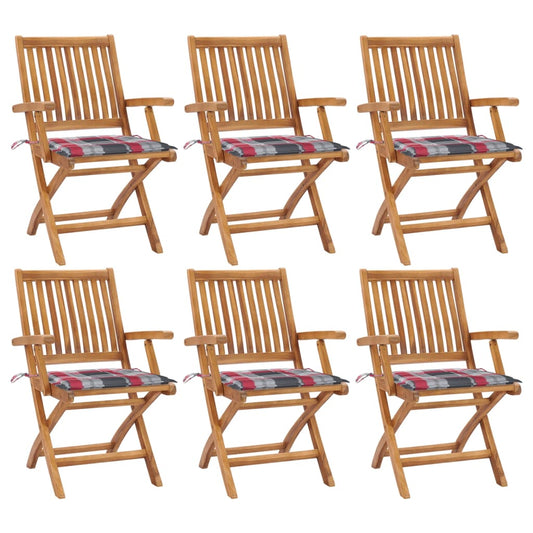 Tuinstoelen 6 st inklapbaar met kussens massief teakhout is nu te koop bij PeponiXL, paradijselijk wonen!