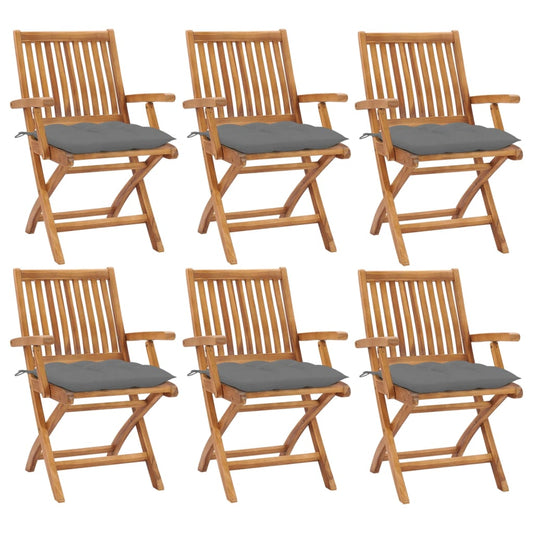 Tuinstoelen 6 st inklapbaar met kussens massief teakhout is nu te koop bij PeponiXL, paradijselijk wonen!