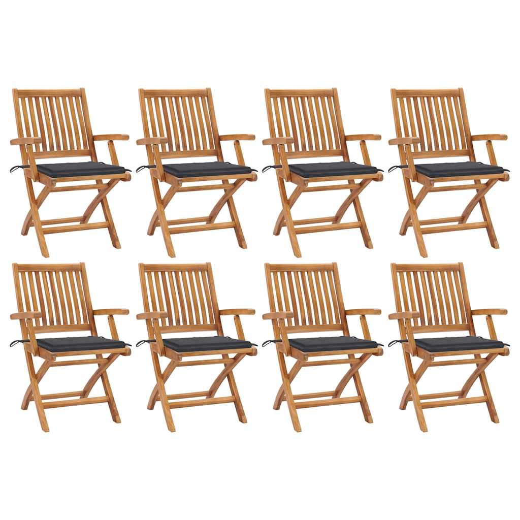 Tuinstoelen 8 st inklapbaar met kussens massief teakhout is nu te koop bij PeponiXL, paradijselijk wonen!