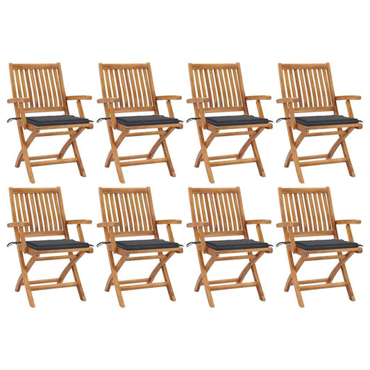 Tuinstoelen 8 st inklapbaar met kussens massief teakhout is nu te koop bij PeponiXL, paradijselijk wonen!
