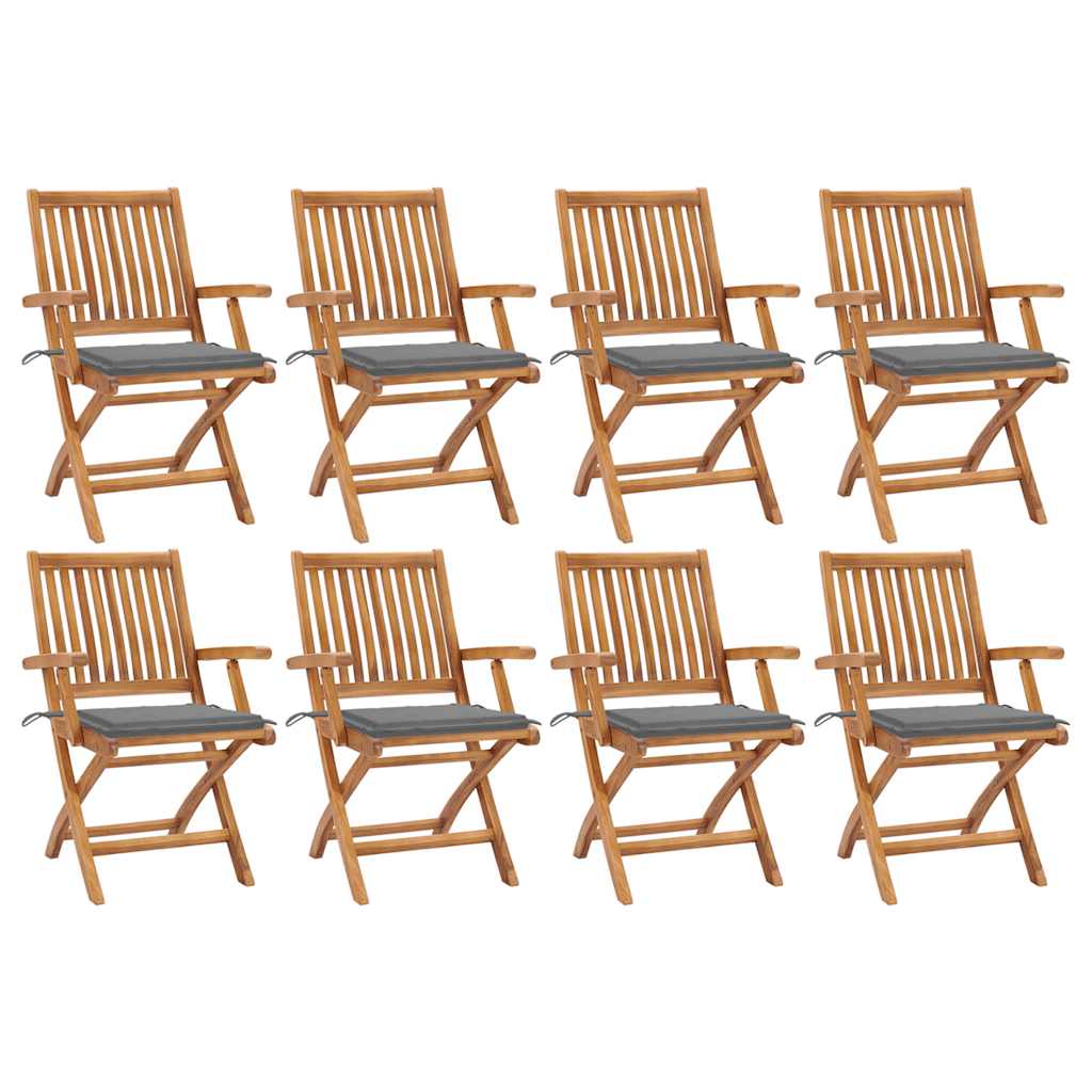 Tuinstoelen 8 st inklapbaar met kussens massief teakhout is nu te koop bij PeponiXL, paradijselijk wonen!