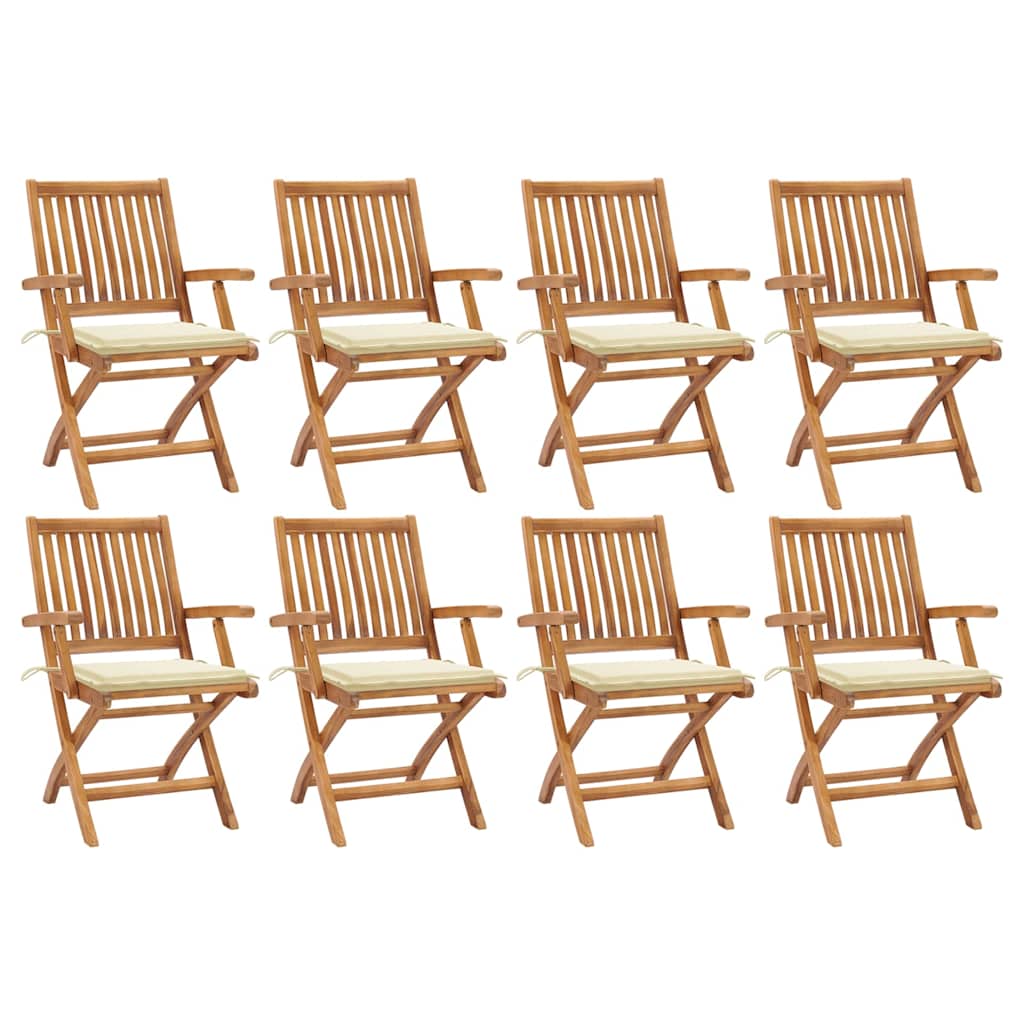 Tuinstoelen 8 st inklapbaar met kussens massief teakhout is nu te koop bij PeponiXL, paradijselijk wonen!