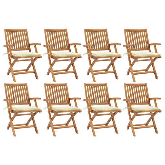 Tuinstoelen 8 st inklapbaar met kussens massief teakhout is nu te koop bij PeponiXL, paradijselijk wonen!