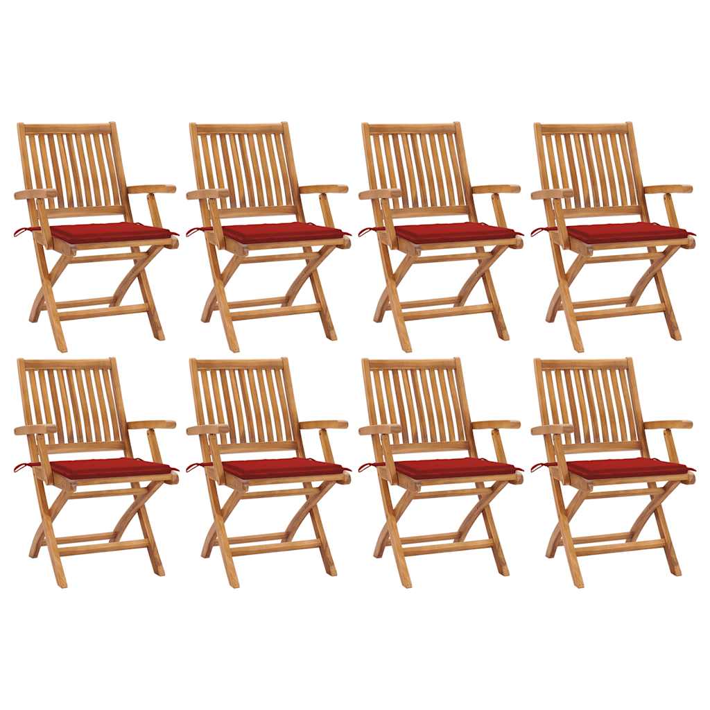 Tuinstoelen 8 st inklapbaar met kussens massief teakhout is nu te koop bij PeponiXL, paradijselijk wonen!