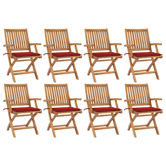 Tuinstoelen 8 st inklapbaar met kussens massief teakhout is nu te koop bij PeponiXL, paradijselijk wonen!