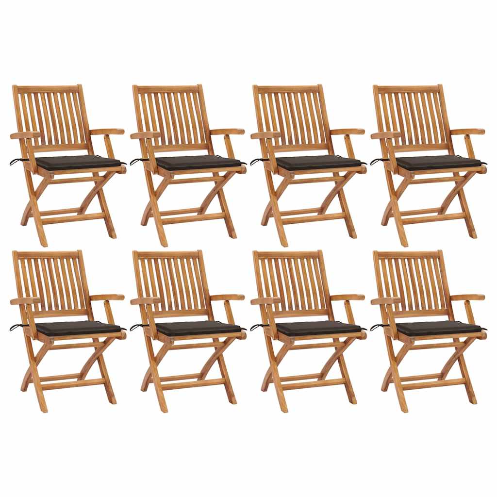 Tuinstoelen 8 st inklapbaar met kussens massief teakhout is nu te koop bij PeponiXL, paradijselijk wonen!