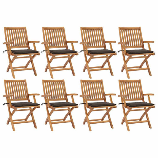 Tuinstoelen 8 st inklapbaar met kussens massief teakhout is nu te koop bij PeponiXL, paradijselijk wonen!