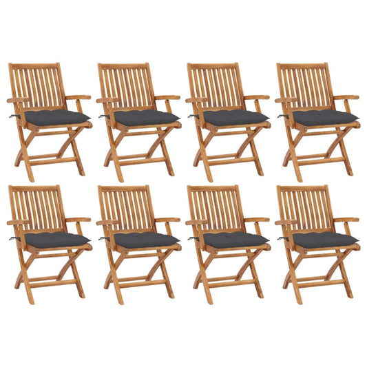 Tuinstoelen 8 st inklapbaar met kussens massief teakhout is nu te koop bij PeponiXL, paradijselijk wonen!