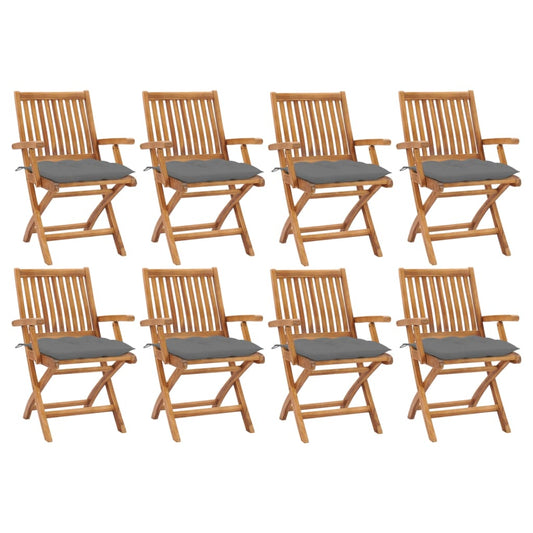 Tuinstoelen 8 st inklapbaar met kussens massief teakhout is nu te koop bij PeponiXL, paradijselijk wonen!