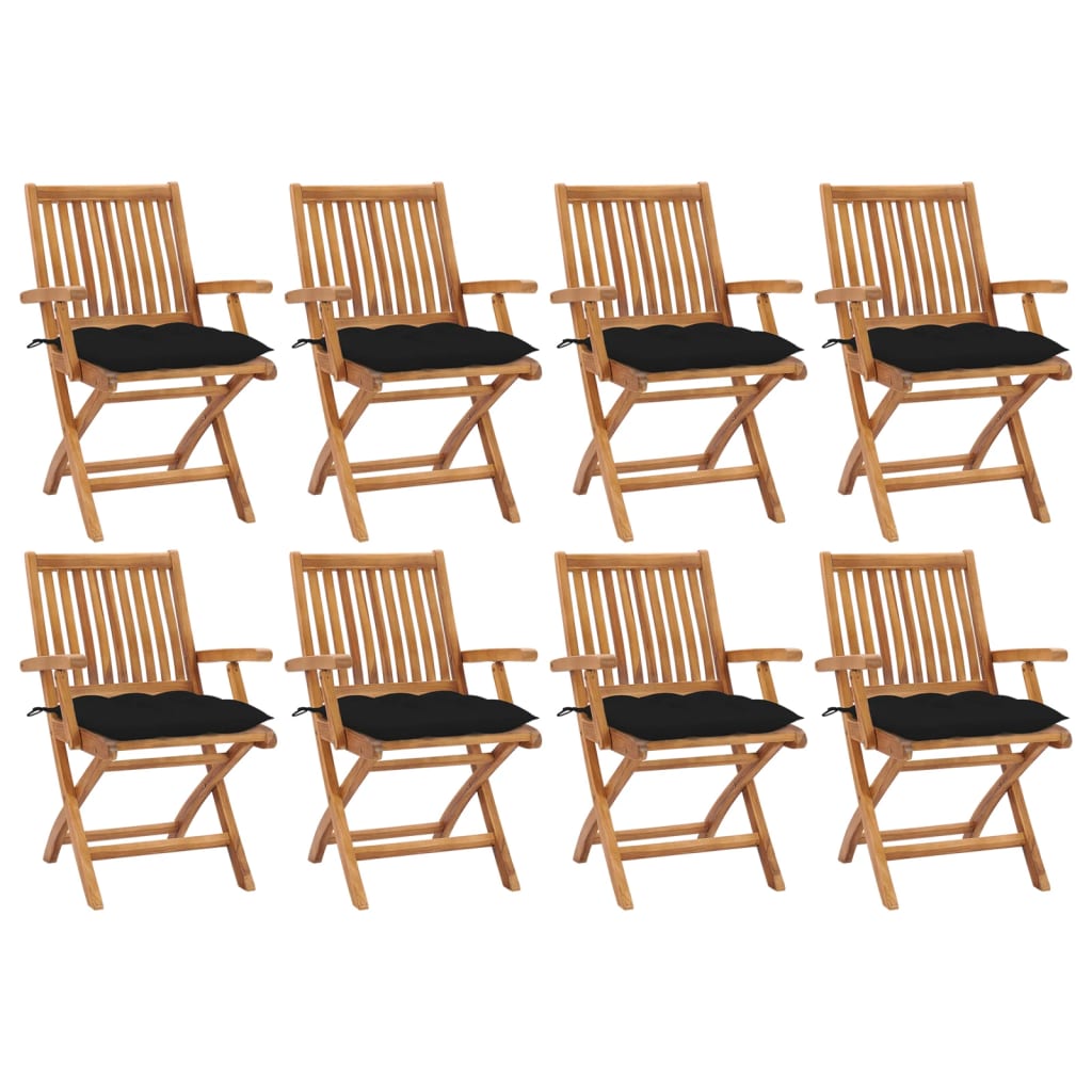 Tuinstoelen 8 st inklapbaar met kussens massief teakhout is nu te koop bij PeponiXL, paradijselijk wonen!