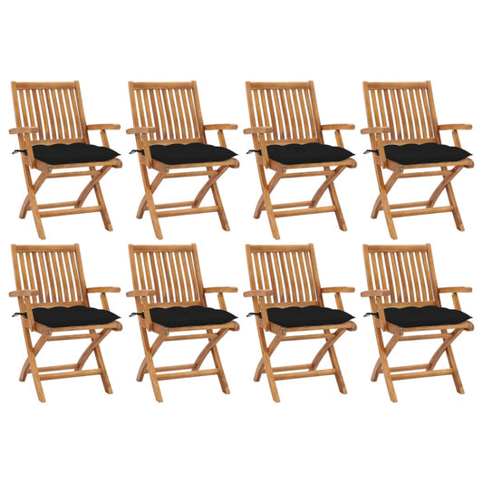 Tuinstoelen 8 st inklapbaar met kussens massief teakhout is nu te koop bij PeponiXL, paradijselijk wonen!