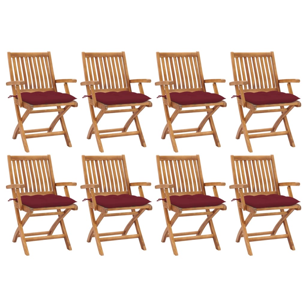 Tuinstoelen 8 st inklapbaar met kussens massief teakhout is nu te koop bij PeponiXL, paradijselijk wonen!