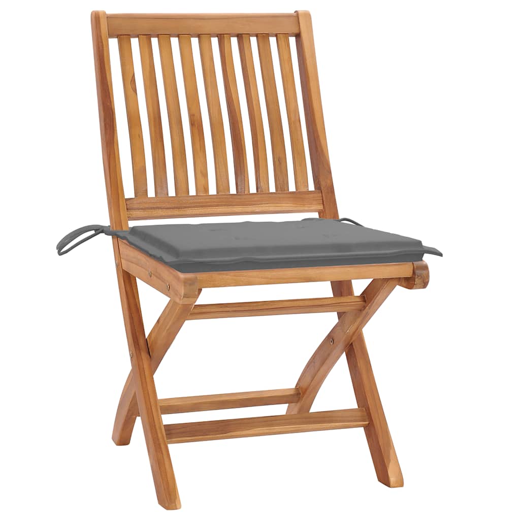 Tuinstoelen 4 st inklapbaar met kussens massief teakhout is nu te koop bij PeponiXL, paradijselijk wonen!