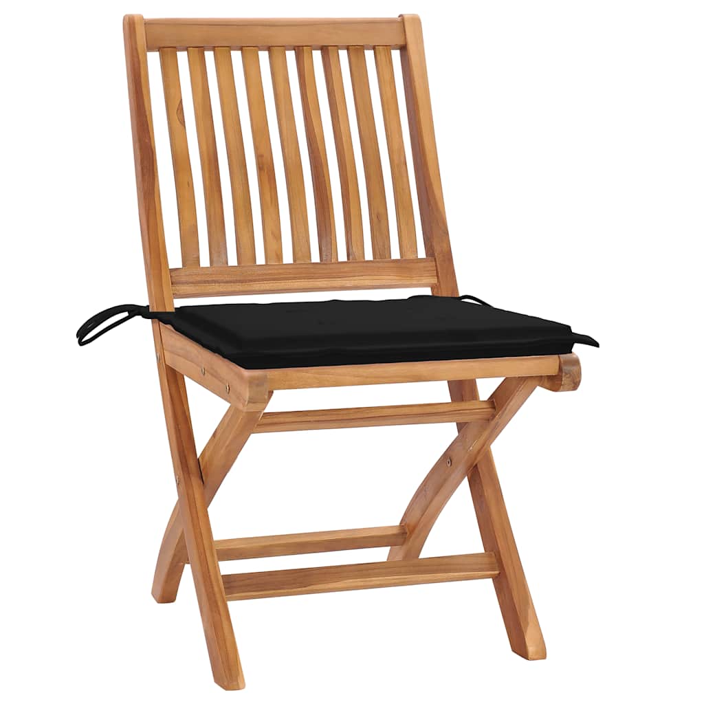 Tuinstoelen 4 st inklapbaar met kussens massief teakhout is nu te koop bij PeponiXL, paradijselijk wonen!