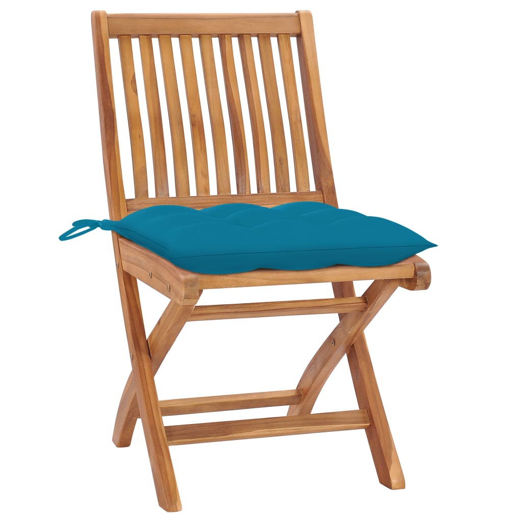 Tuinstoelen 4 st inklapbaar met kussens massief teakhout is nu te koop bij PeponiXL, paradijselijk wonen!