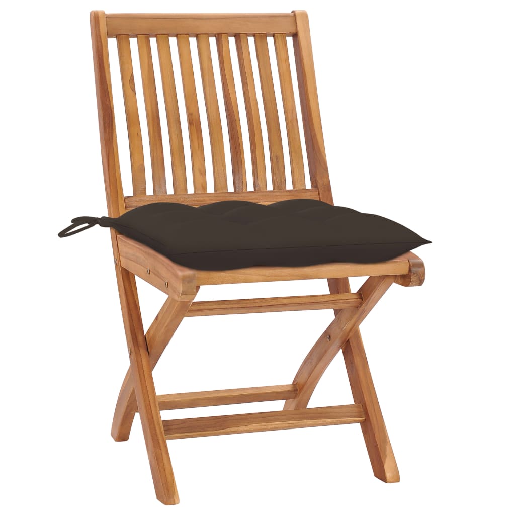Tuinstoelen 4 st inklapbaar met kussens massief teakhout is nu te koop bij PeponiXL, paradijselijk wonen!