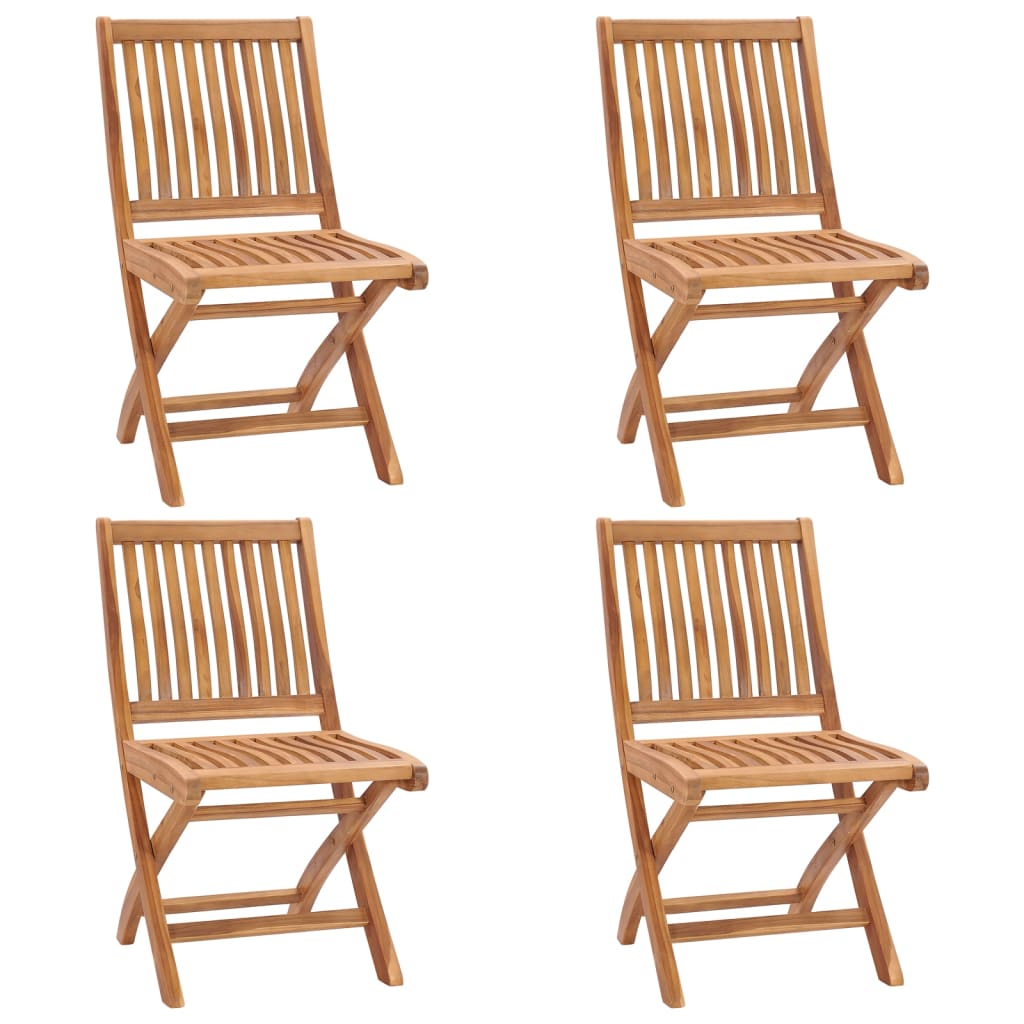 Tuinstoelen 4 st inklapbaar met kussens massief teakhout is nu te koop bij PeponiXL, paradijselijk wonen!