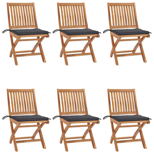 Tuinstoelen 6 st inklapbaar met kussens massief teakhout is nu te koop bij PeponiXL, paradijselijk wonen!