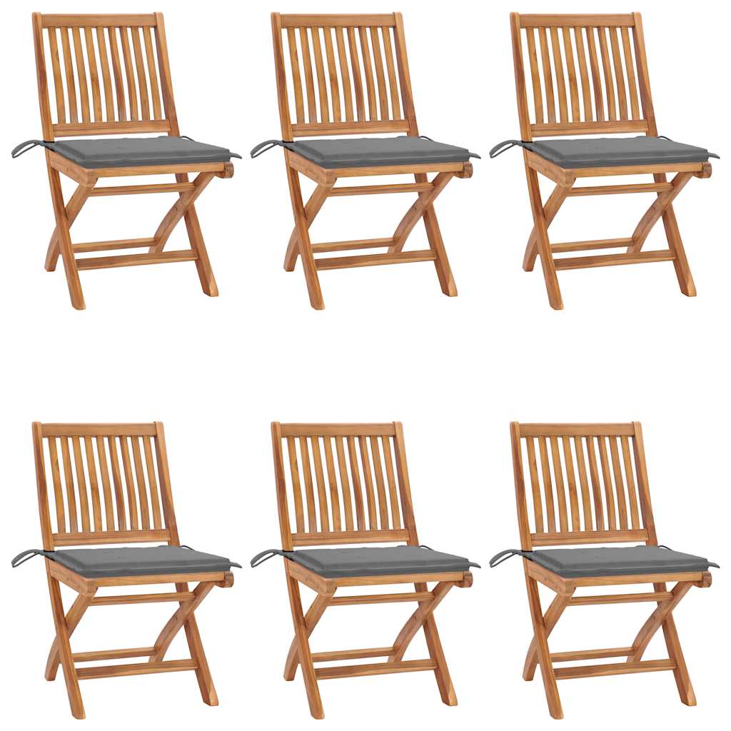 Tuinstoelen 6 st inklapbaar met kussens massief teakhout is nu te koop bij PeponiXL, paradijselijk wonen!