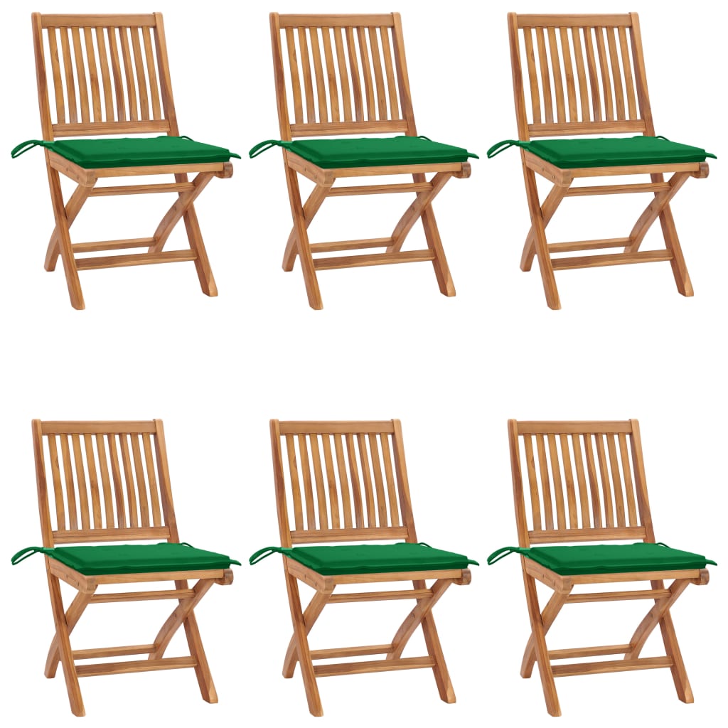 Tuinstoelen 6 st inklapbaar met kussens massief teakhout is nu te koop bij PeponiXL, paradijselijk wonen!