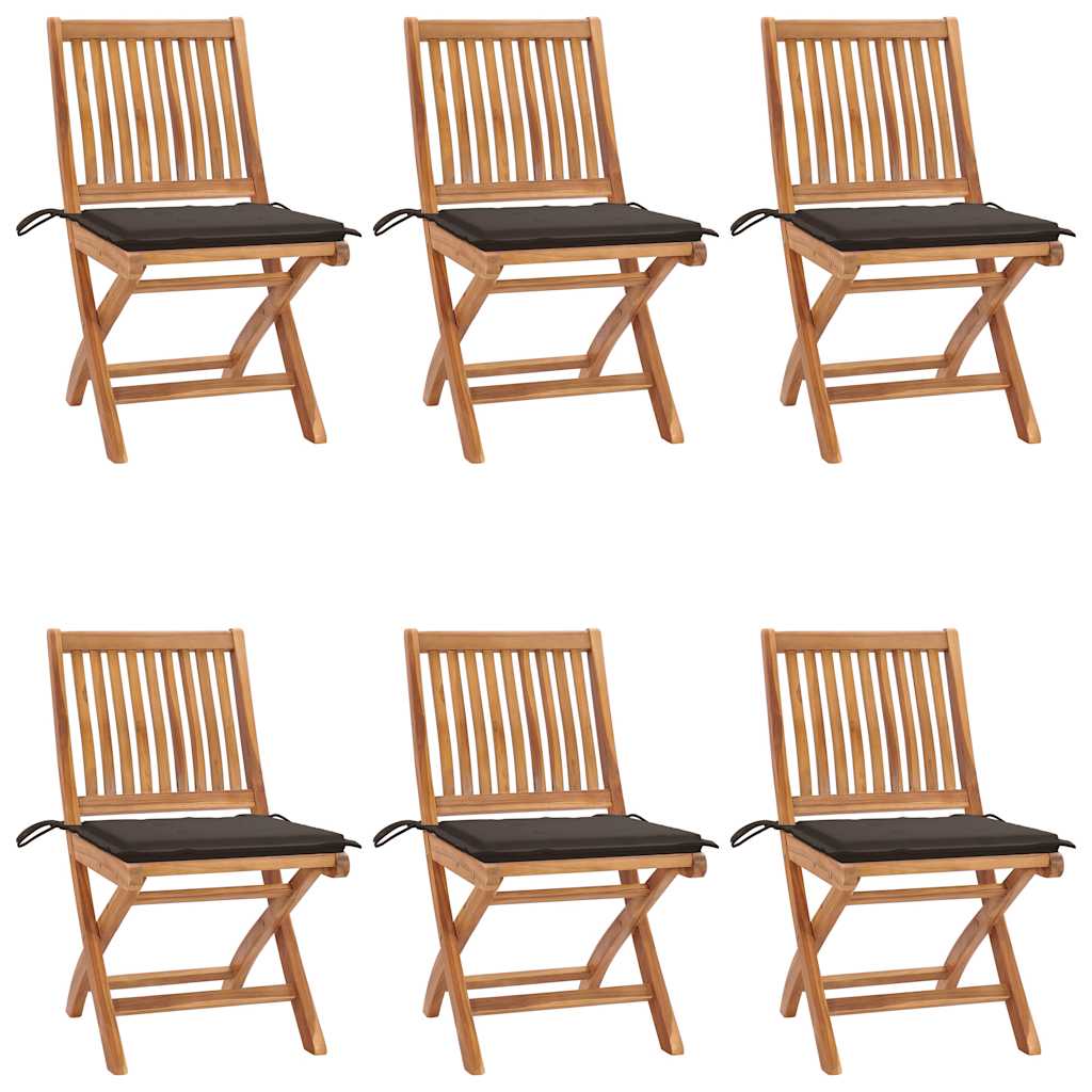 Tuinstoelen 6 st inklapbaar met kussens massief teakhout is nu te koop bij PeponiXL, paradijselijk wonen!