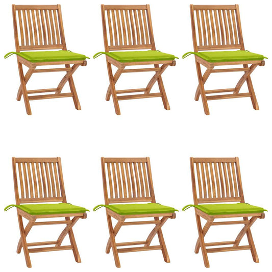 Tuinstoelen 6 st inklapbaar met kussens massief teakhout is nu te koop bij PeponiXL, paradijselijk wonen!