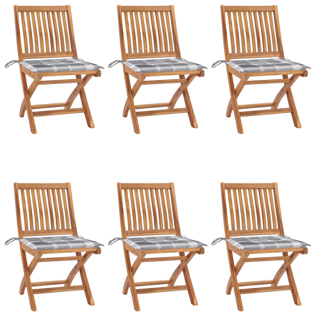 Tuinstoelen 6 st inklapbaar met kussens massief teakhout is nu te koop bij PeponiXL, paradijselijk wonen!