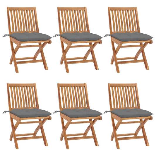 Tuinstoelen 6 st inklapbaar met kussens massief teakhout is nu te koop bij PeponiXL, paradijselijk wonen!