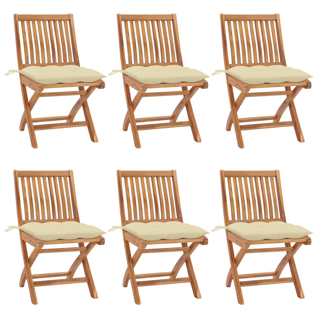 Tuinstoelen 6 st inklapbaar met kussens massief teakhout is nu te koop bij PeponiXL, paradijselijk wonen!