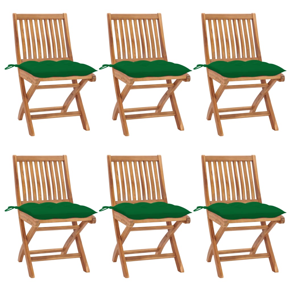 Tuinstoelen 6 st inklapbaar met kussens massief teakhout is nu te koop bij PeponiXL, paradijselijk wonen!