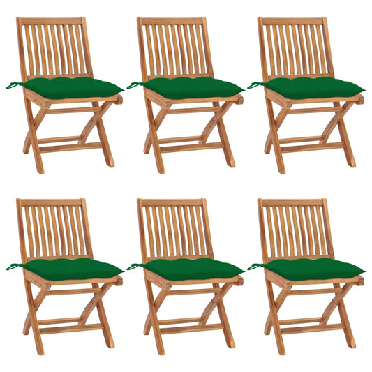 Tuinstoelen 6 st inklapbaar met kussens massief teakhout is nu te koop bij PeponiXL, paradijselijk wonen!
