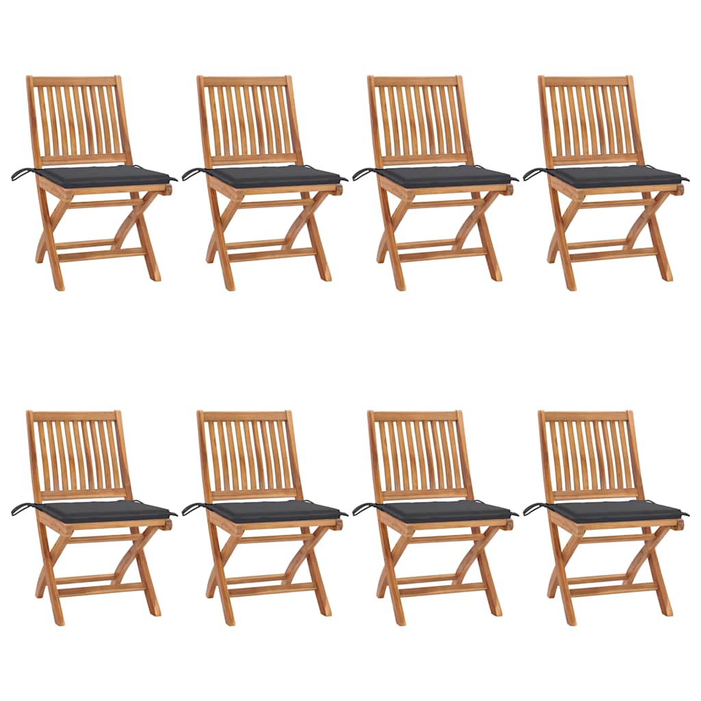 Tuinstoelen 8 st inklapbaar met kussens massief teakhout is nu te koop bij PeponiXL, paradijselijk wonen!
