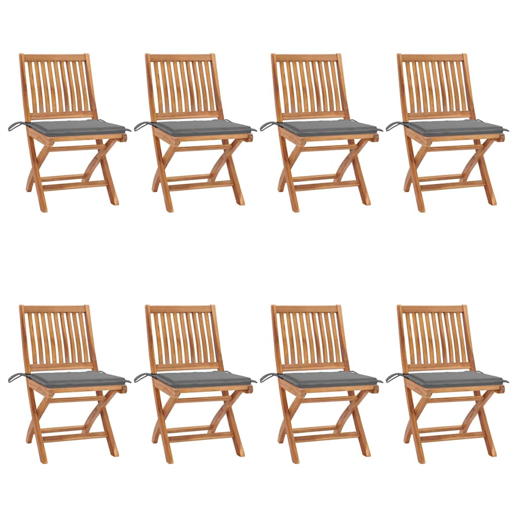 Tuinstoelen 8 st inklapbaar met kussens massief teakhout is nu te koop bij PeponiXL, paradijselijk wonen!