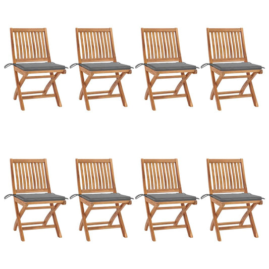 Tuinstoelen 8 st inklapbaar met kussens massief teakhout is nu te koop bij PeponiXL, paradijselijk wonen!