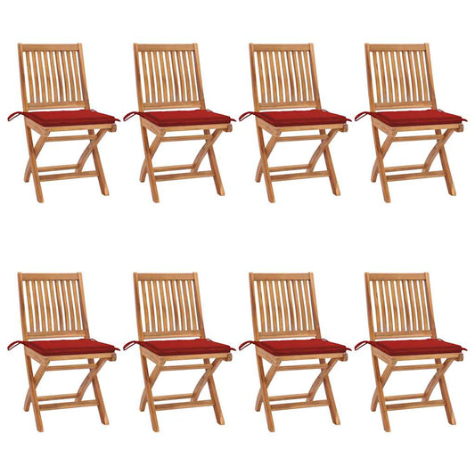 Tuinstoelen 8 st inklapbaar met kussens massief teakhout is nu te koop bij PeponiXL, paradijselijk wonen!